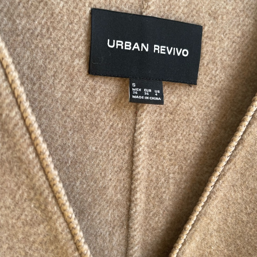 Urban Revivo Wool & Cashmere Blend Mid-Length Coat with Scarf  Small - Picture 6 of 8
